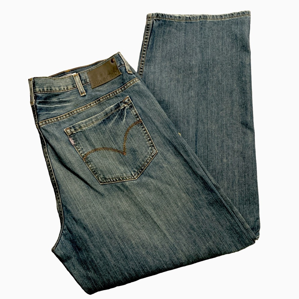 Levis Silver Tab Baggy Jeans Mens 40x33 Modern Revival Loose Fit Blue Denim 90s